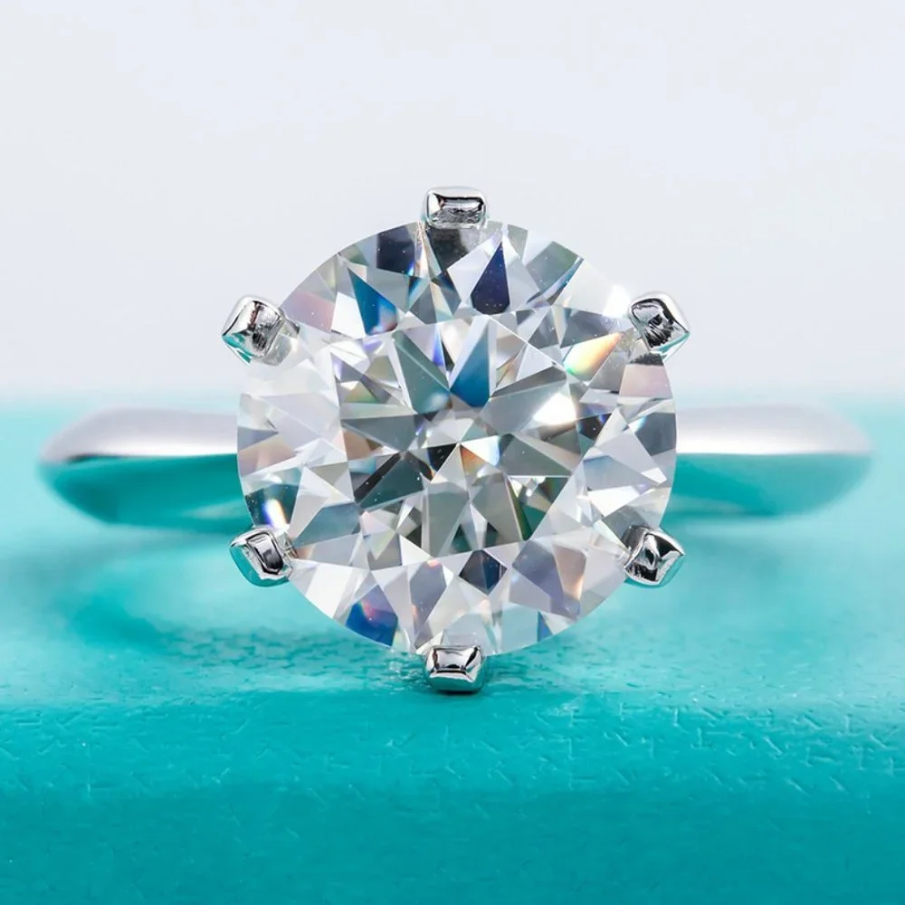 Certified 5ct. t.w. Diamond Moissanite Round Solitaire Engagement Ring NEW